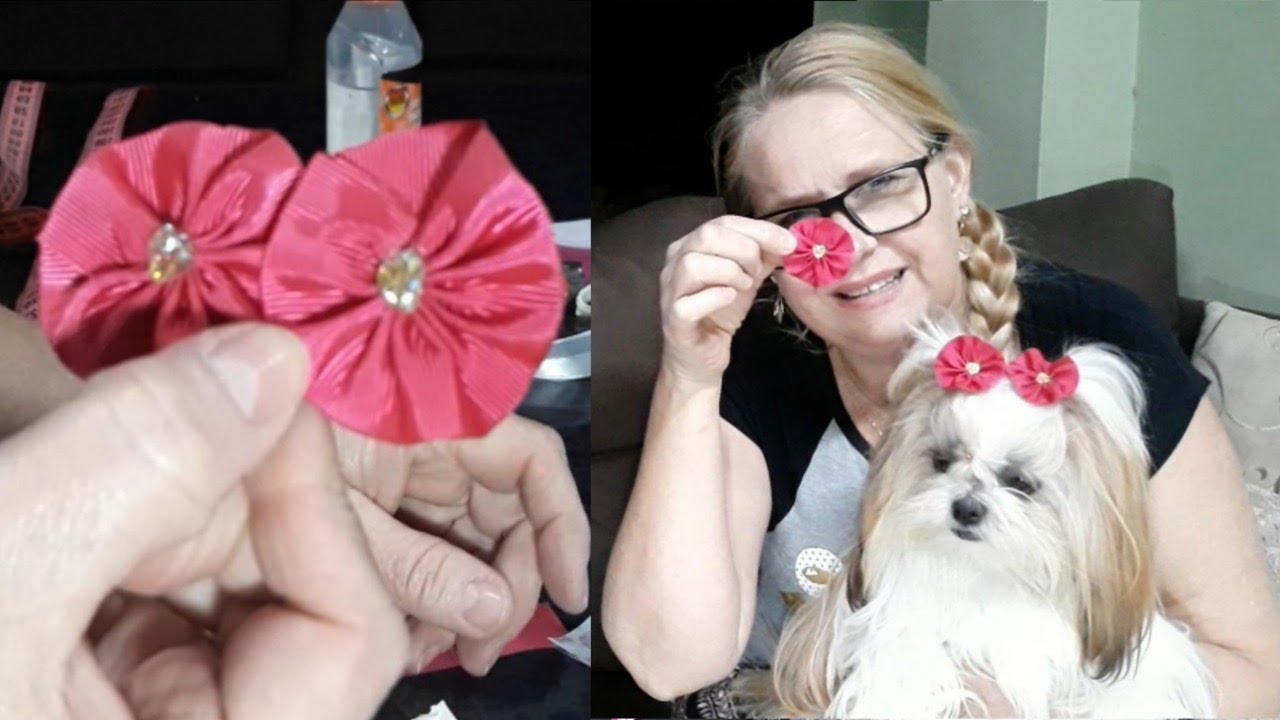 Como fazer Lindos LACINHOS COM FLORZINHAS PARA PETS.