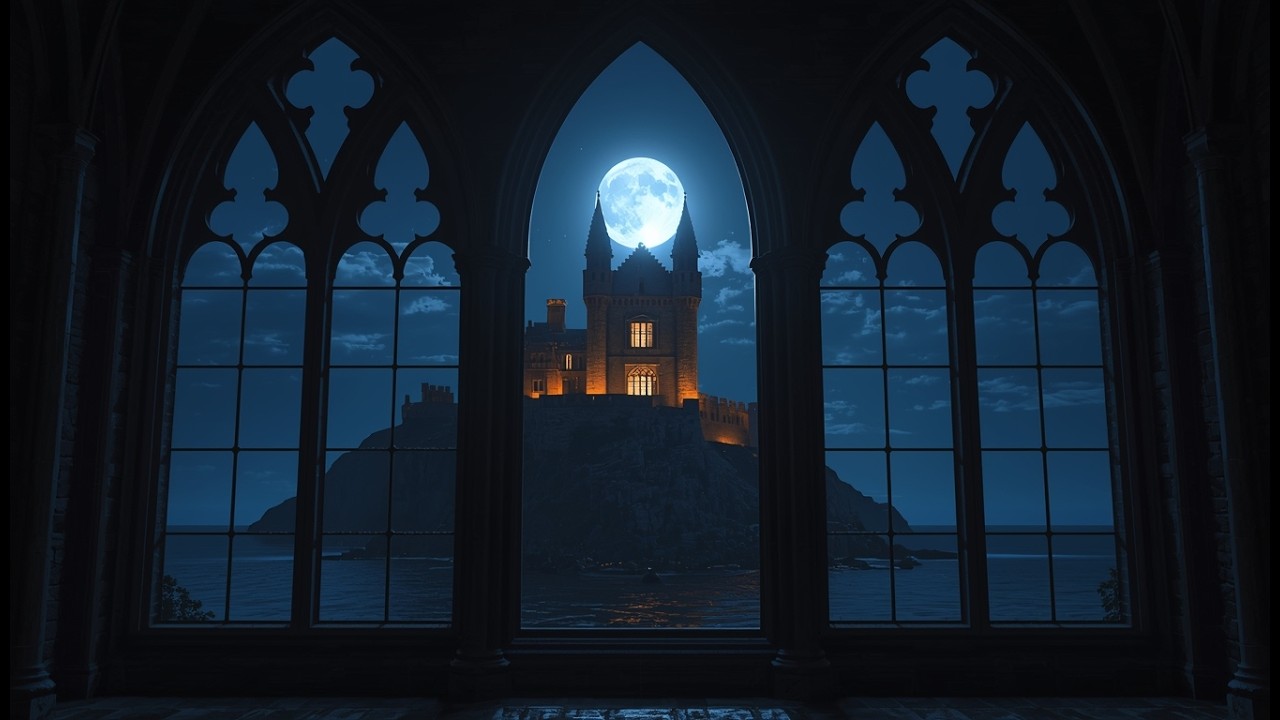 Moonlit Gothic Castle | 55 BPM Calm Night Piano 🌙