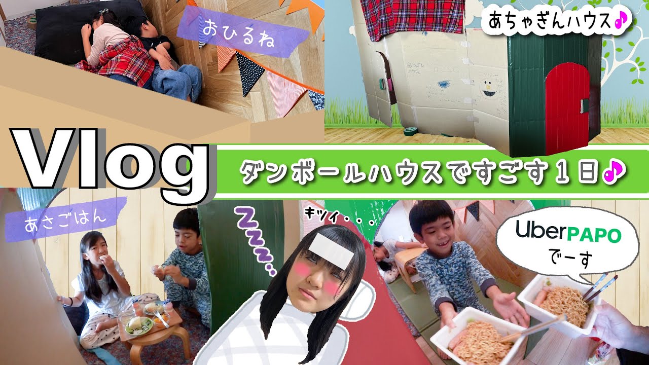 ★Vlog★ダンボールのおうちですごす1日！かんなさんはお熱・・・