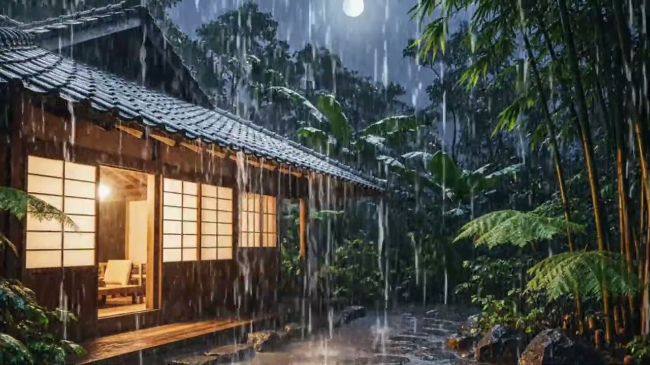 99% Fall Asleep in Minutes with Heavy Rain Sounds 🌧️ (No Thunder)