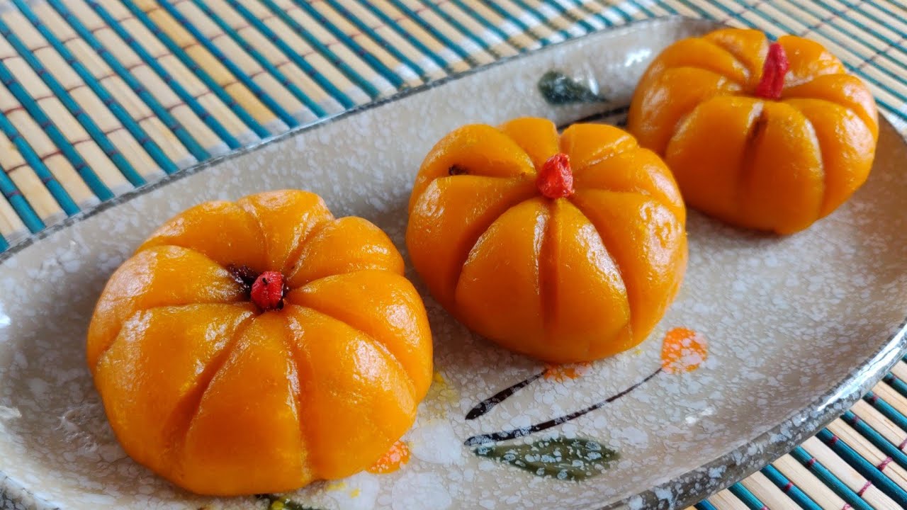 pumpkin shaped desert 糯米南瓜包 好看好吃，制作有趣，一看就会。