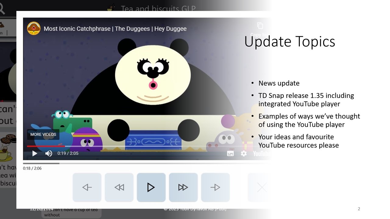 TD Update 19th December 2024 - YouTube Player in TD Snap