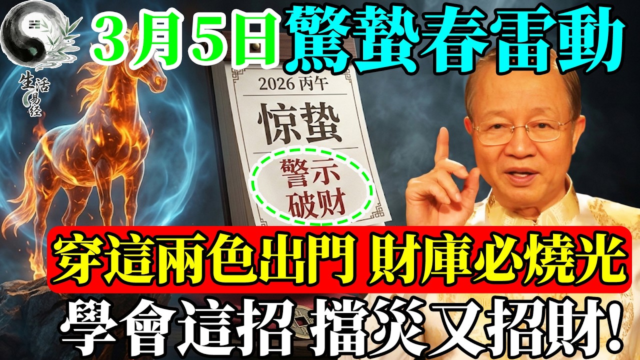 驚蟄大凶預警！2026年3月5日出門千萬別穿這個顏色，穿錯了財庫被連根拔起！#曾仕強 #易經智慧 #易經 #正能量 #風水 #國學 #國學智慧 #人生感悟 #人生哲理 #因果