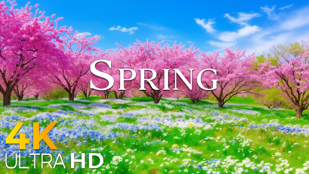 Spring Flowers 4K - March 2026 🌸 Endless Tulip Fields, Sakura Valleys & Bright Morning Landscapes