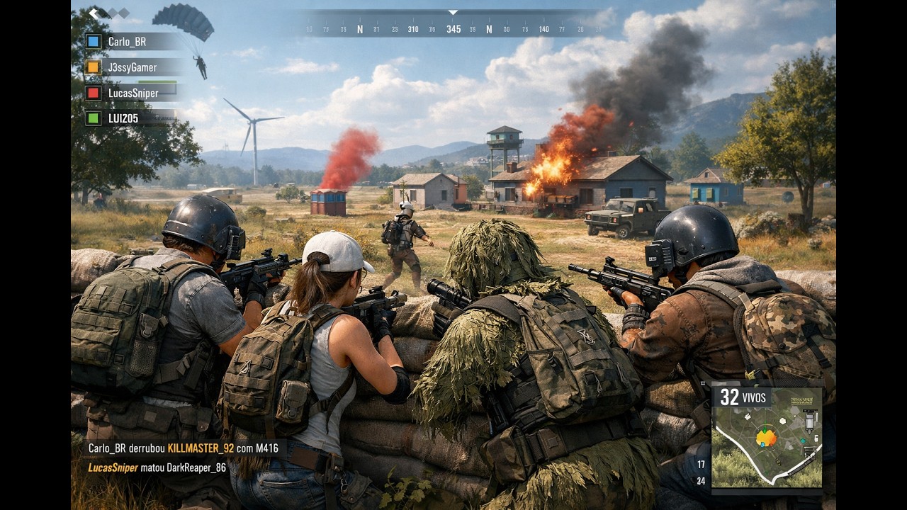 Jogando PUBG , sala Personalizada com amigos no Discord