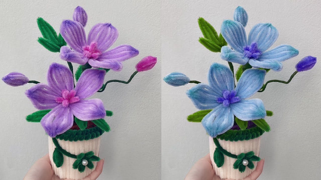 DIY Clematis flower: How to Make Beautiful Flower with Pipe Cleaner Handmade Gift Ideas - Home Decor