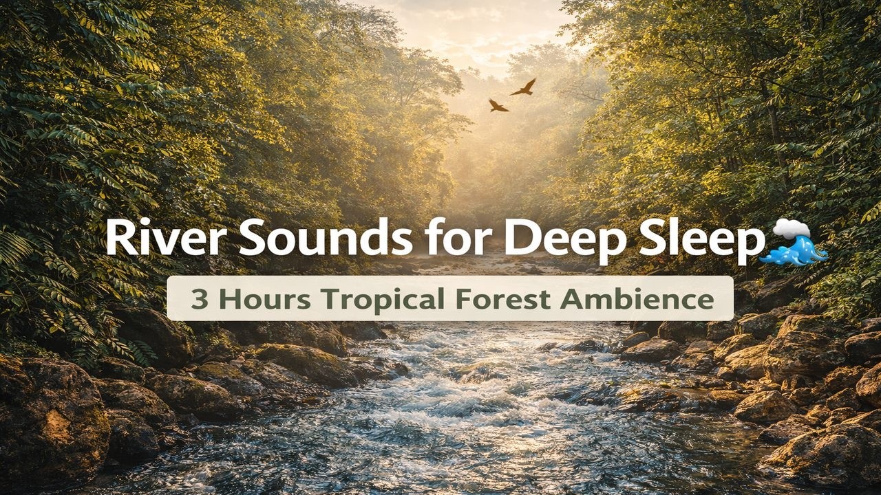 3 Hours River Sounds 🌊 | Tropical Forest Morning Ambience for Sleep & Relax