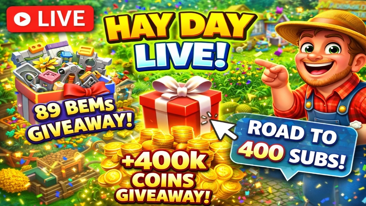 Hay Day Live 🔴 | 89 BEM Giveaway 🎁 + 400k Coin Giveaway at 400 Subs!