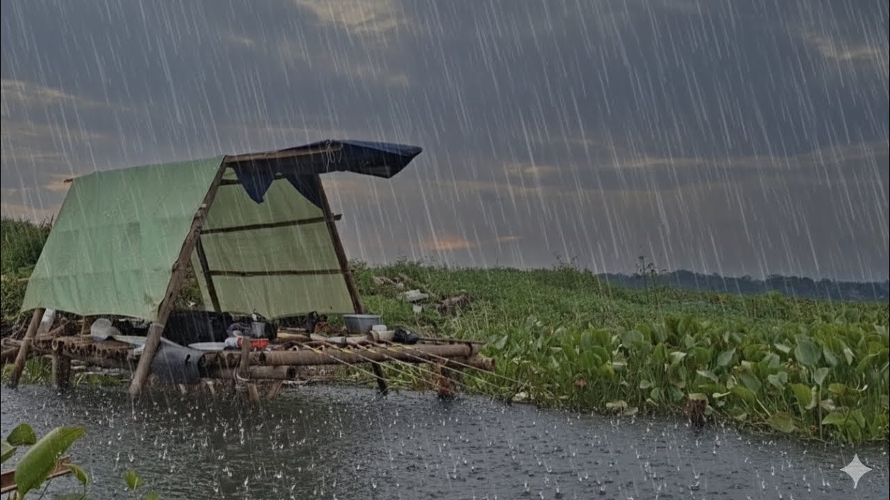 SOLO CAMPING FISHING Ep36 membuat shelter di atas air bendungan waduk cirata mancing ikan 
