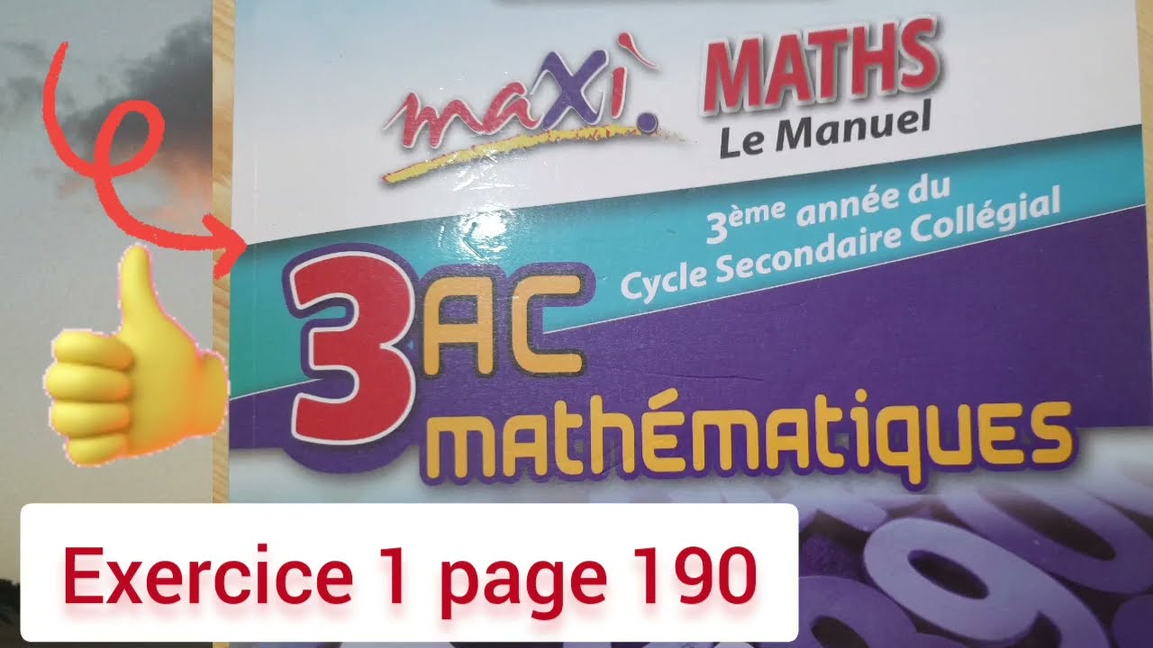 Exercice 1 page 190. maxi MATHS. 3ASC. Équation d'une droite.