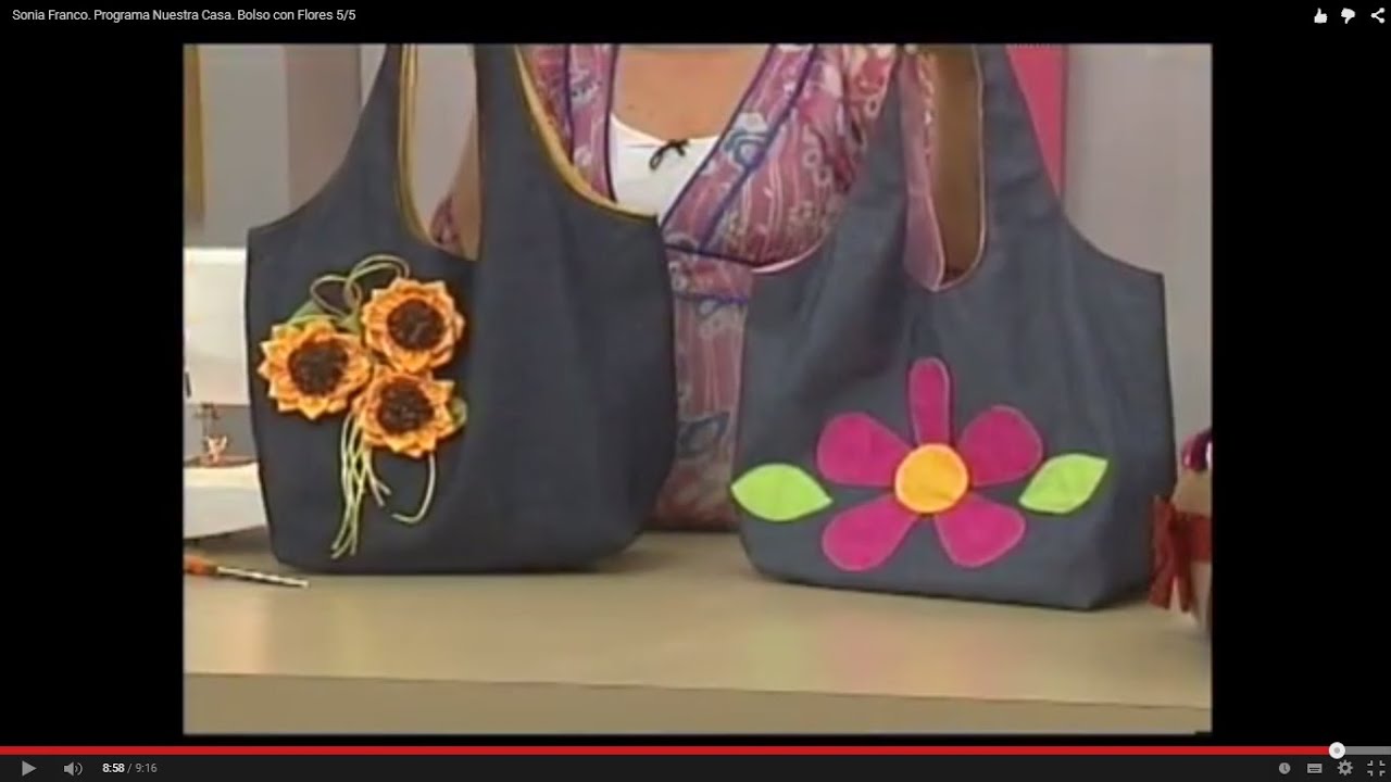 Sonia Franco. Programa Nuestra Casa. Bolso con Flores 5/5