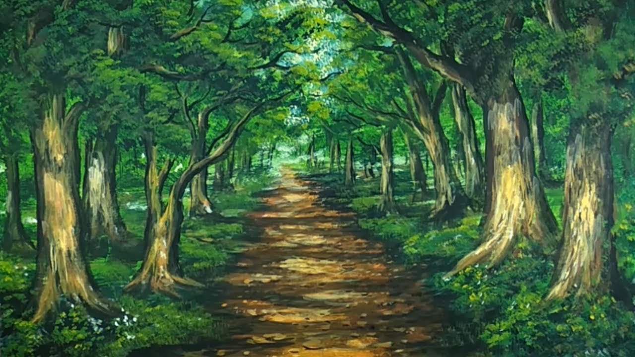 [Must Watch] Learn to Draw The Way in Jungle With Brush and Watercolor on Canvas