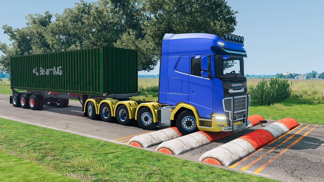 Trucks vs Speed Bumps SPECIAL #70 | BeamNG Drive - Long Video | TrucksVs
