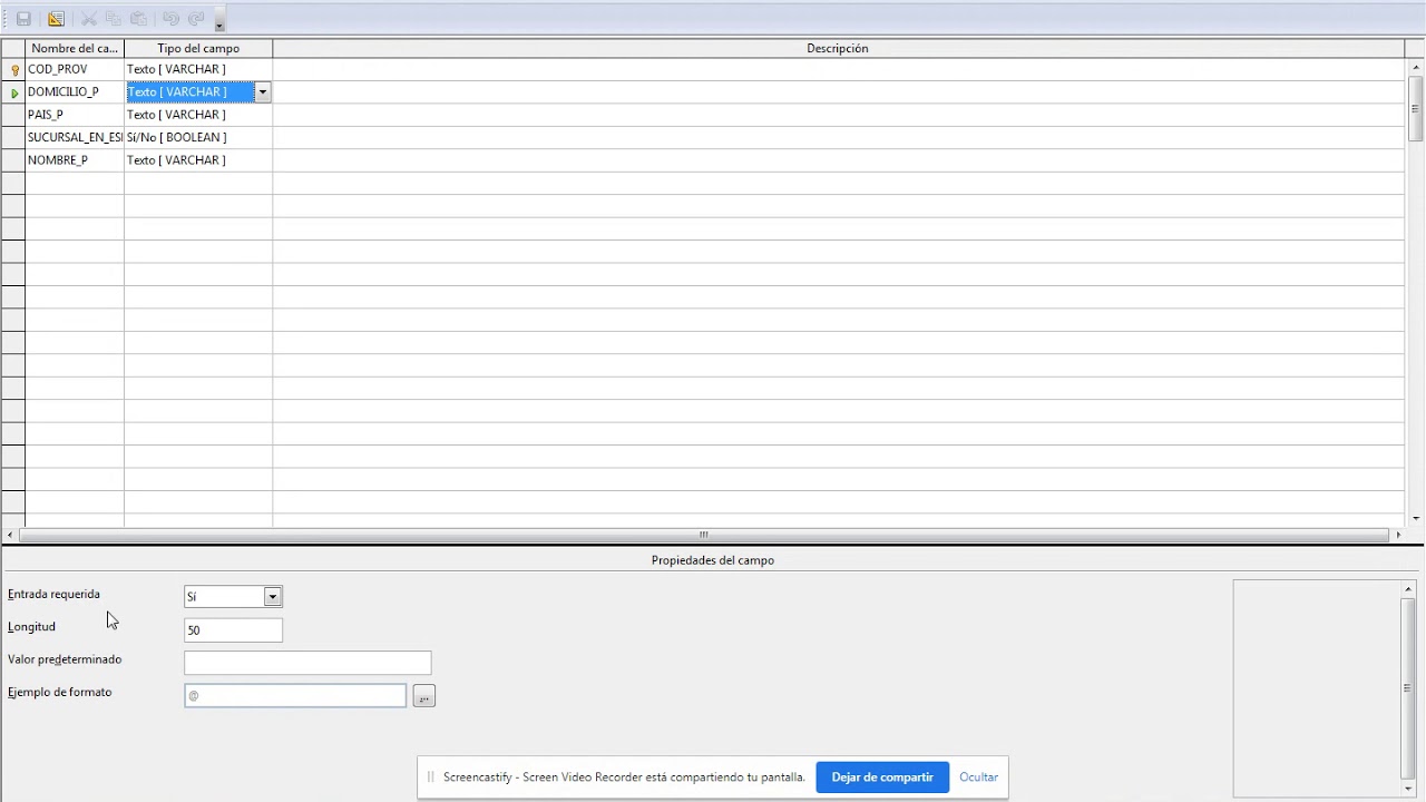 Mensajes de error haciendo ejercicios en Open office base