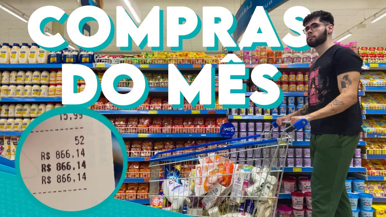 COMPRAS DO MÊS COMPLETA NO SUPERMERCADO PARA 1 PESSOA | QUANTO GASTEI?