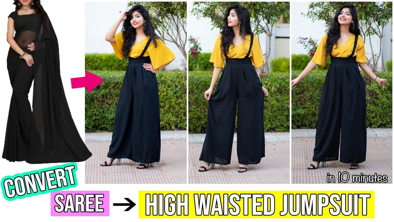 Convert Saree/Leftover Fabric Into High Waisted Jumpsuit in Just 10 minutes