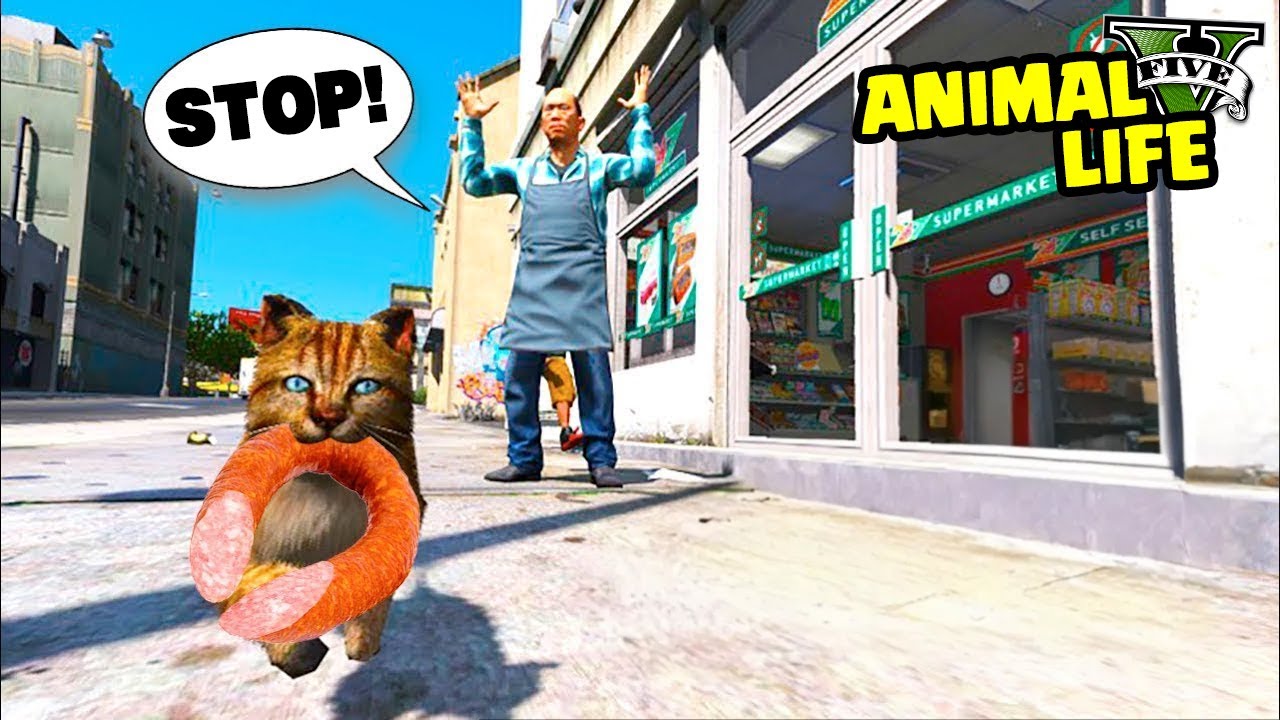 КОТ УКРАЛ КОЛБАСУ из МАГАЗИНА! Продавец Вызвал ПОЛИЦИЮ! - GTA 5 Жизнь Животных