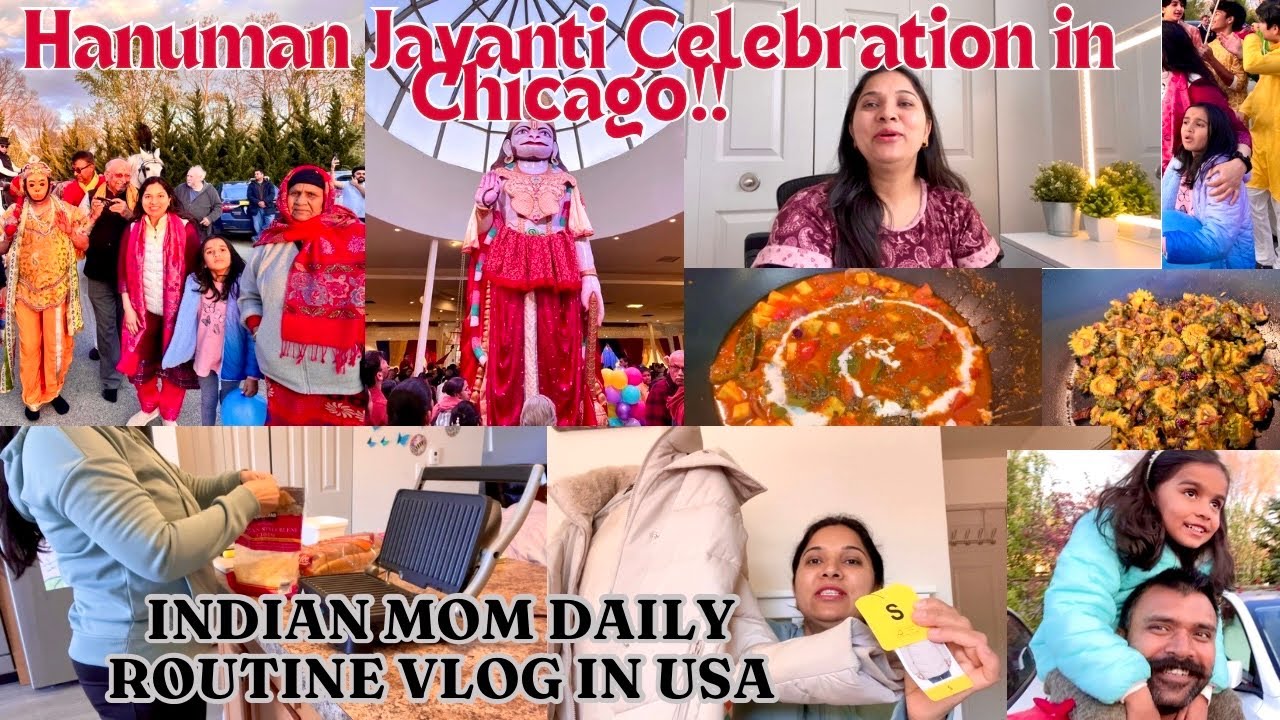 😇MOM IN LAW IS PROUD OF ME!! Hanuman Jayanti🙏Celebration in CHICAGO,Indian Mom Daily Routine VlogUSA