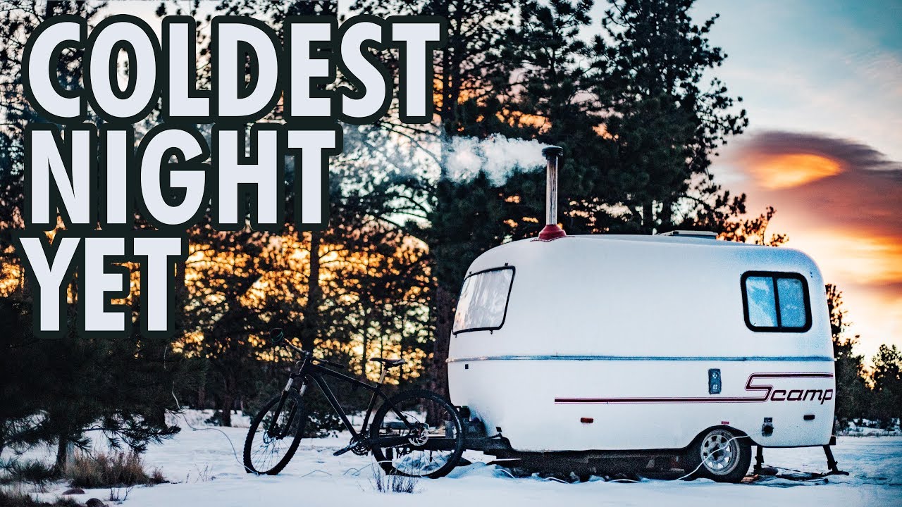 Winter Camping - Coldest Night YET // 13ft Scamp Trailer
