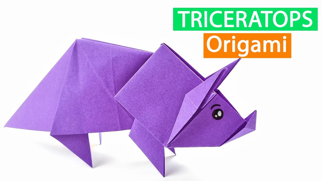 Cómo hacer un TRICERATOPS de origami ¡Fácil!