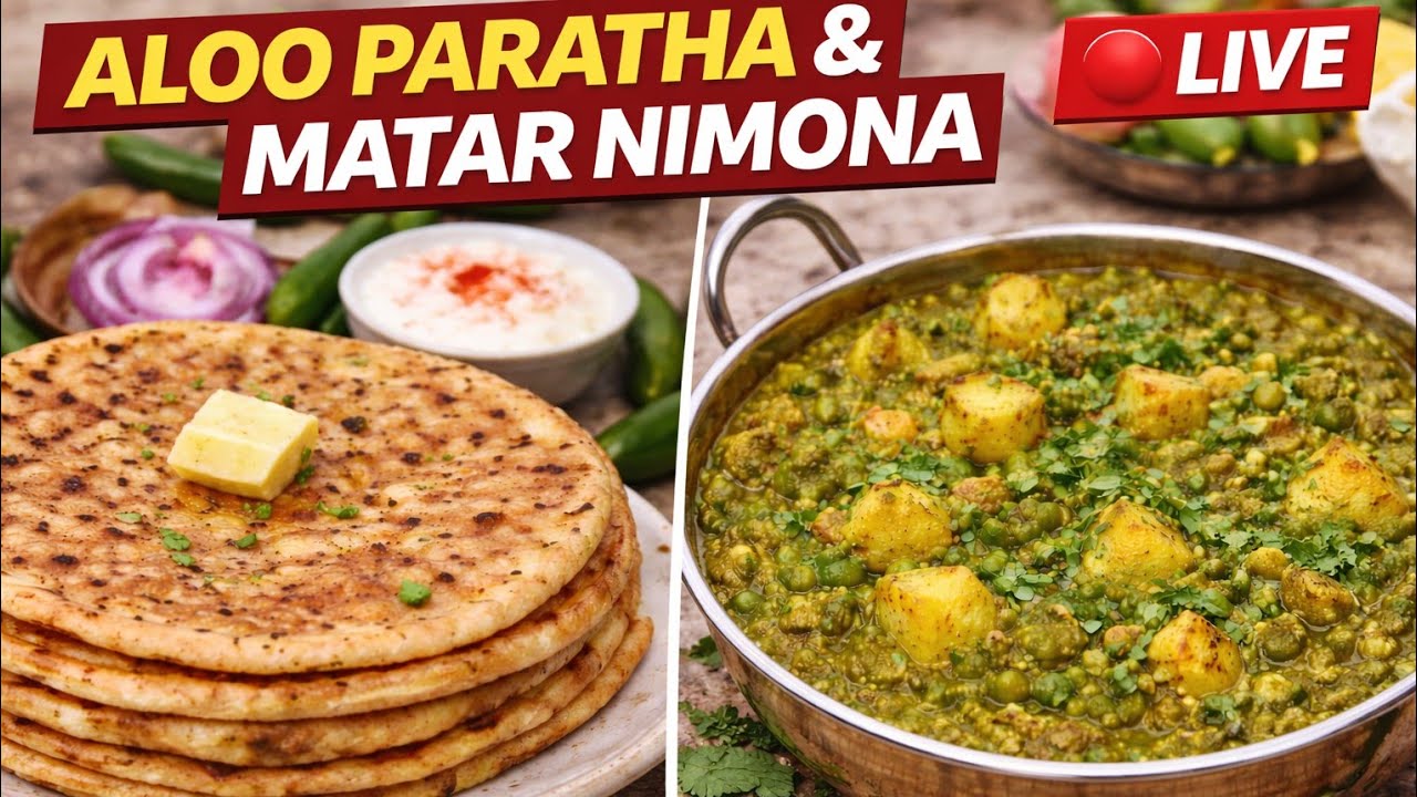 Aloo Paratha aur Matar Nimona | Desi Taste Live Cooking | MK Cook