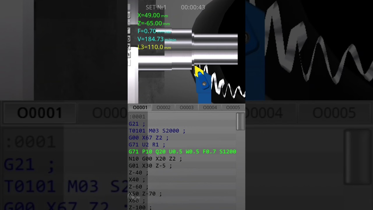 CNC Lathe G70 & G71 : finish and rough cycle #shorts #cnc #gcode