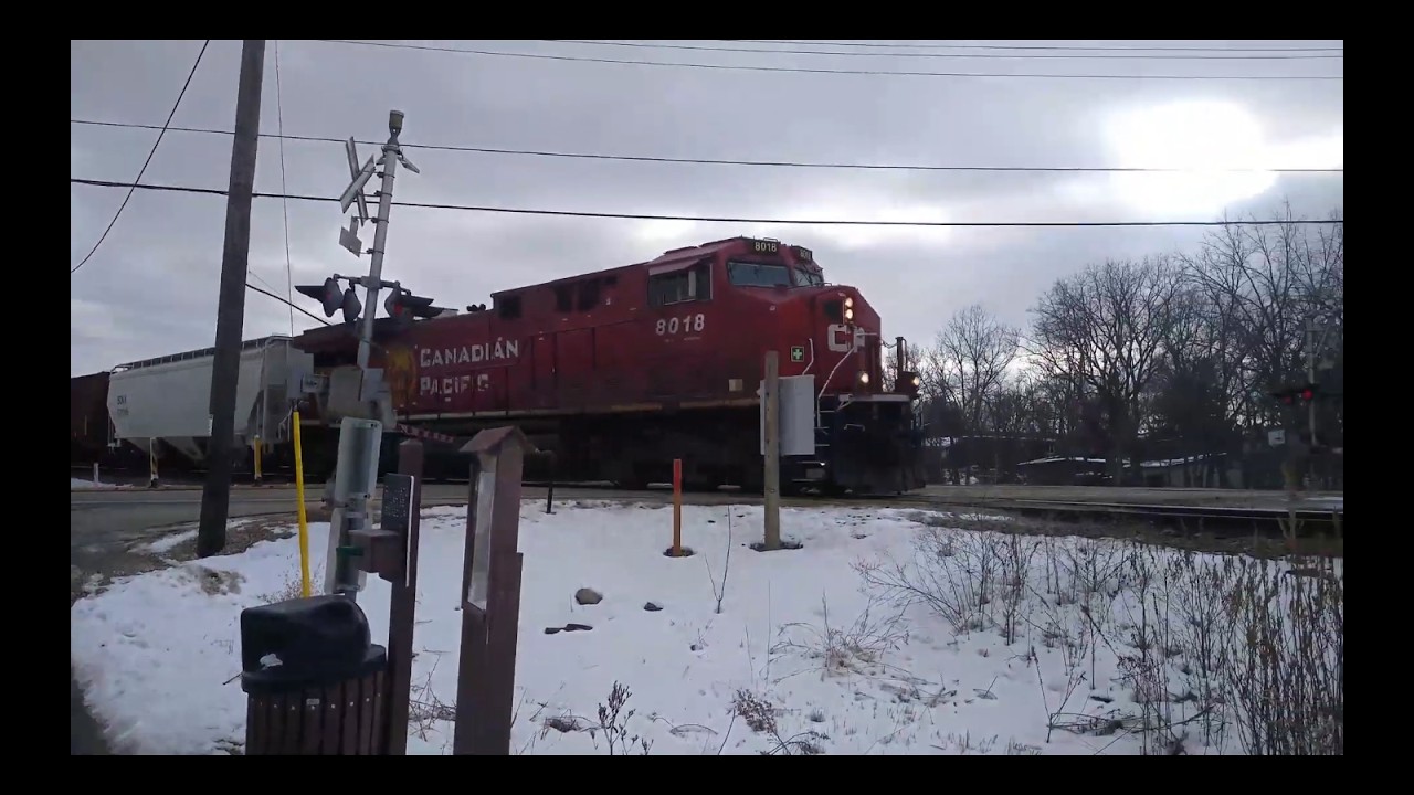 CP 8018 Leading a Mixed Freight Train at Juneau Blvd, Elm Grove WI.