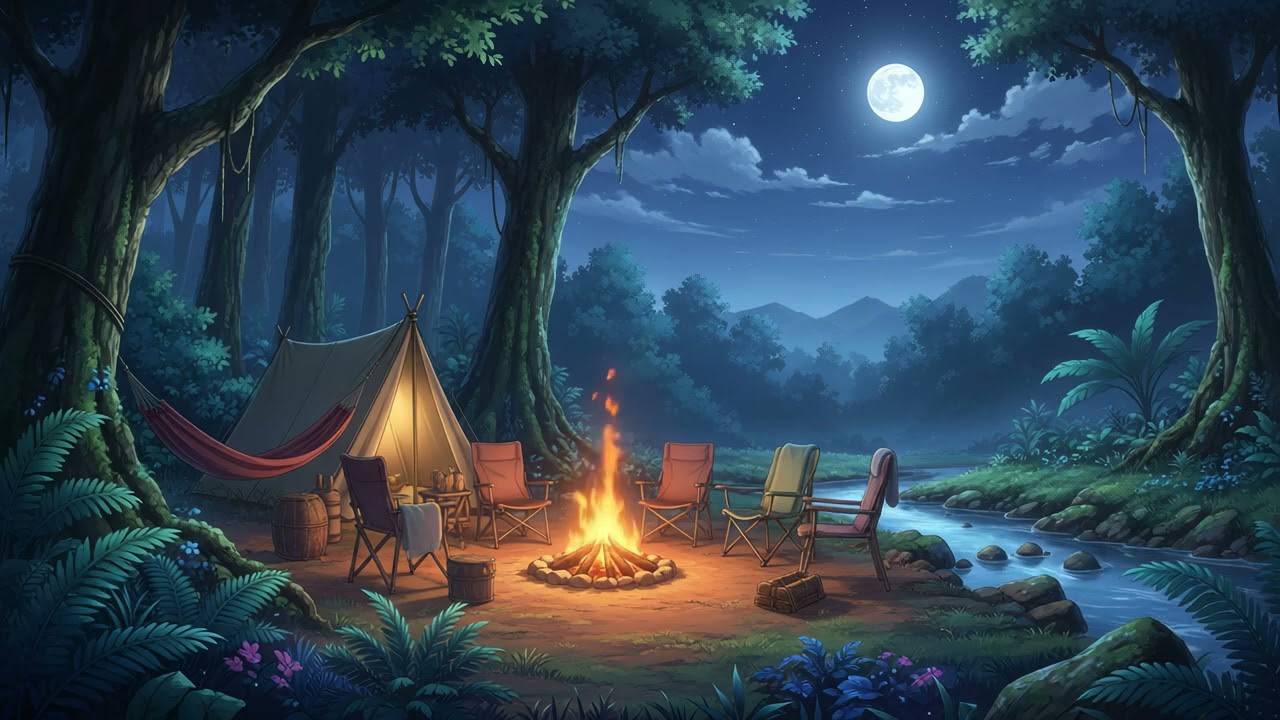 Lofi Campfire Night Escape Into Deep Focus and Calm