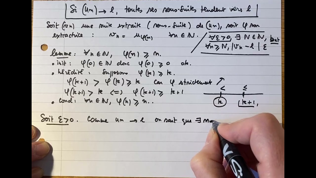 Suites extraites de (u_n) convergent vers la même limite que la suite (u_n) si celle-ci converge