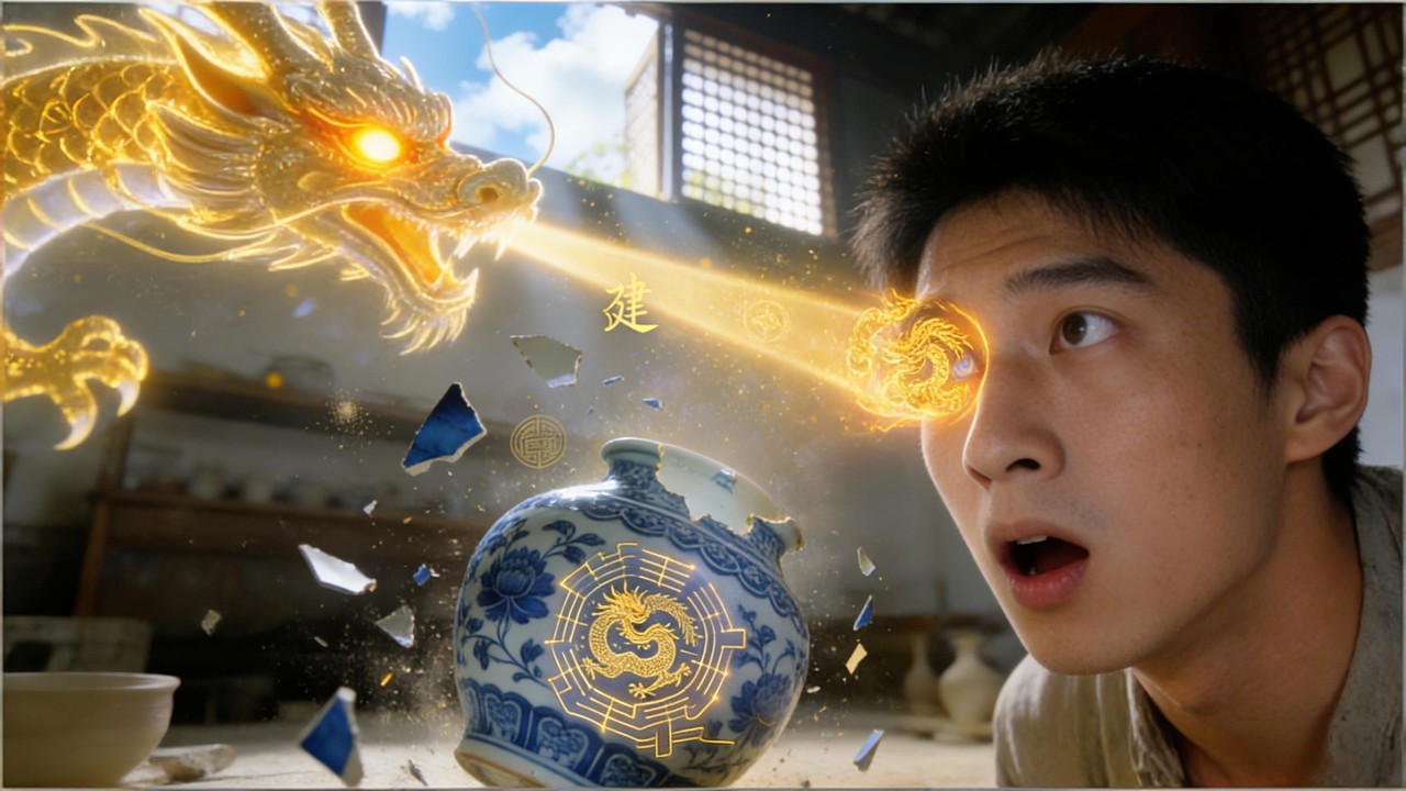 我是古董店小透明，打掃時摔碎花瓶，裡面竟然竄出一條神龍！牠送我一雙透視神眼！