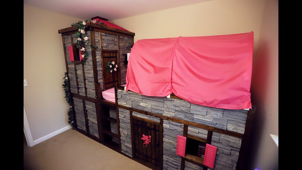 IKEA Hack - Kura Bed Converted Into A Fairy Princess Castle, complete with Secret Passage