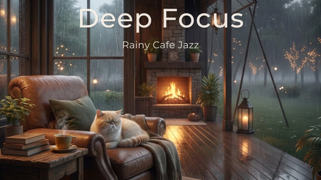 Rainy Cafe Deep Focus ☔️90 Minutes of Soft Jazz & Gentle Guitar for Work, Study & Calm Productivity