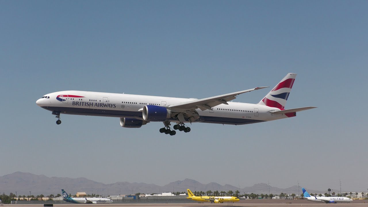 British Airways Boeing 777-336(ER)(G-STBG) arriving and taxiing at Las Vegas!