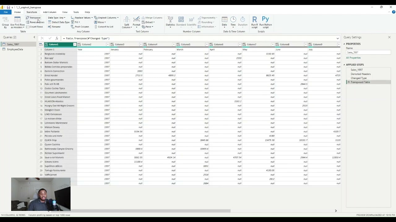Data Transformation In POWER BI  - Wide data vs Long Data, Transposing and Unpivoting