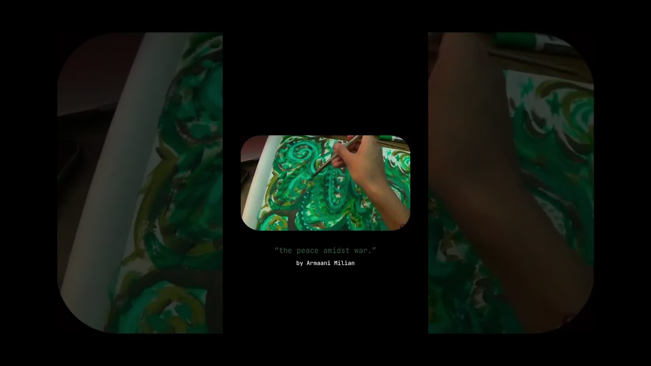 process of “the peace amidst war.” - a 4hr intuitive painting (ig:armaani.milian) 🍀