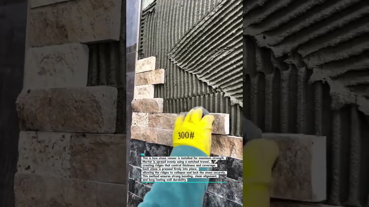Stone Veneer Install Technique | Perfect Mortar Coverage 