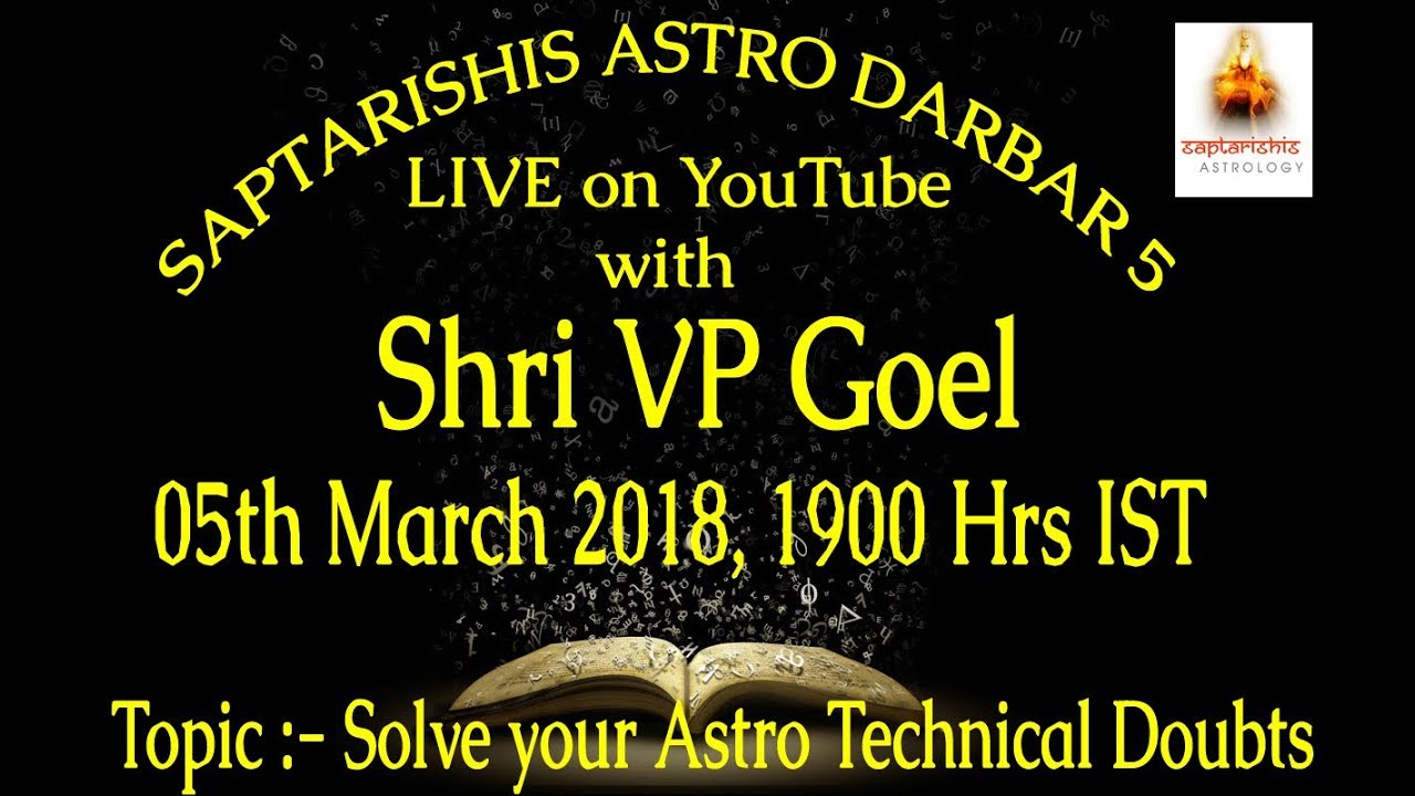 Live Saptarishis Darbar Vol 5- with Shri V P Goel On Astro Doubts