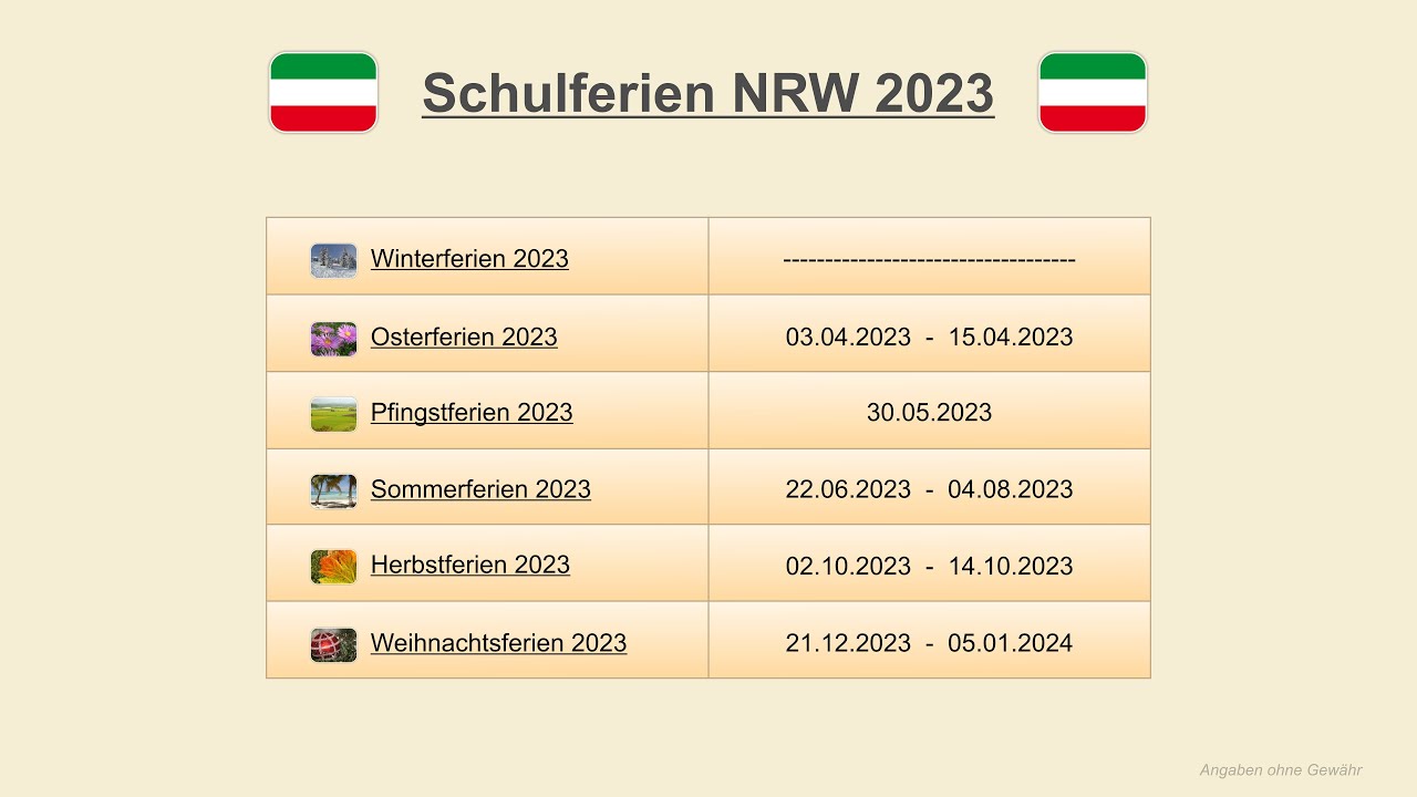 Schulferien NRW 2023