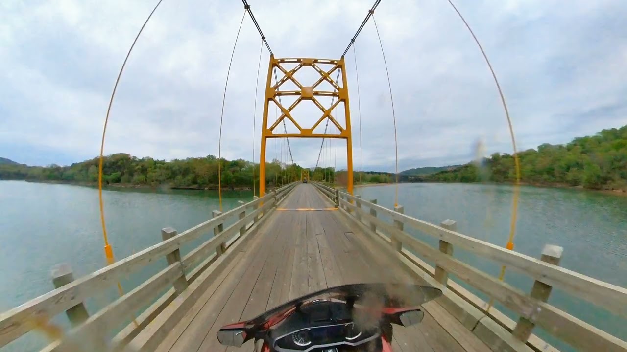Crossing the White River via the Little Golden Gate Bridge in Beaver, Arkansas
