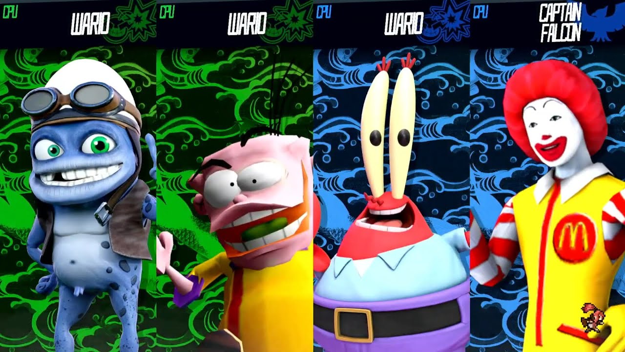 Eddy & Crazy Frog vs Mr  Krabs & Ronald McDonald - Requested Smash Battle