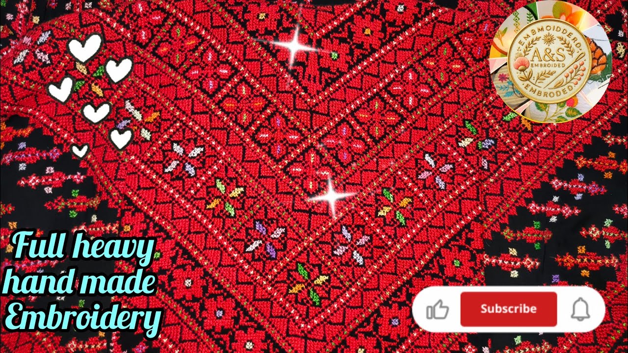 Full Heavy Hand Embroidery Shirt | Traditional Red & Black Design#heavyembroiderydesigns #viralvideo