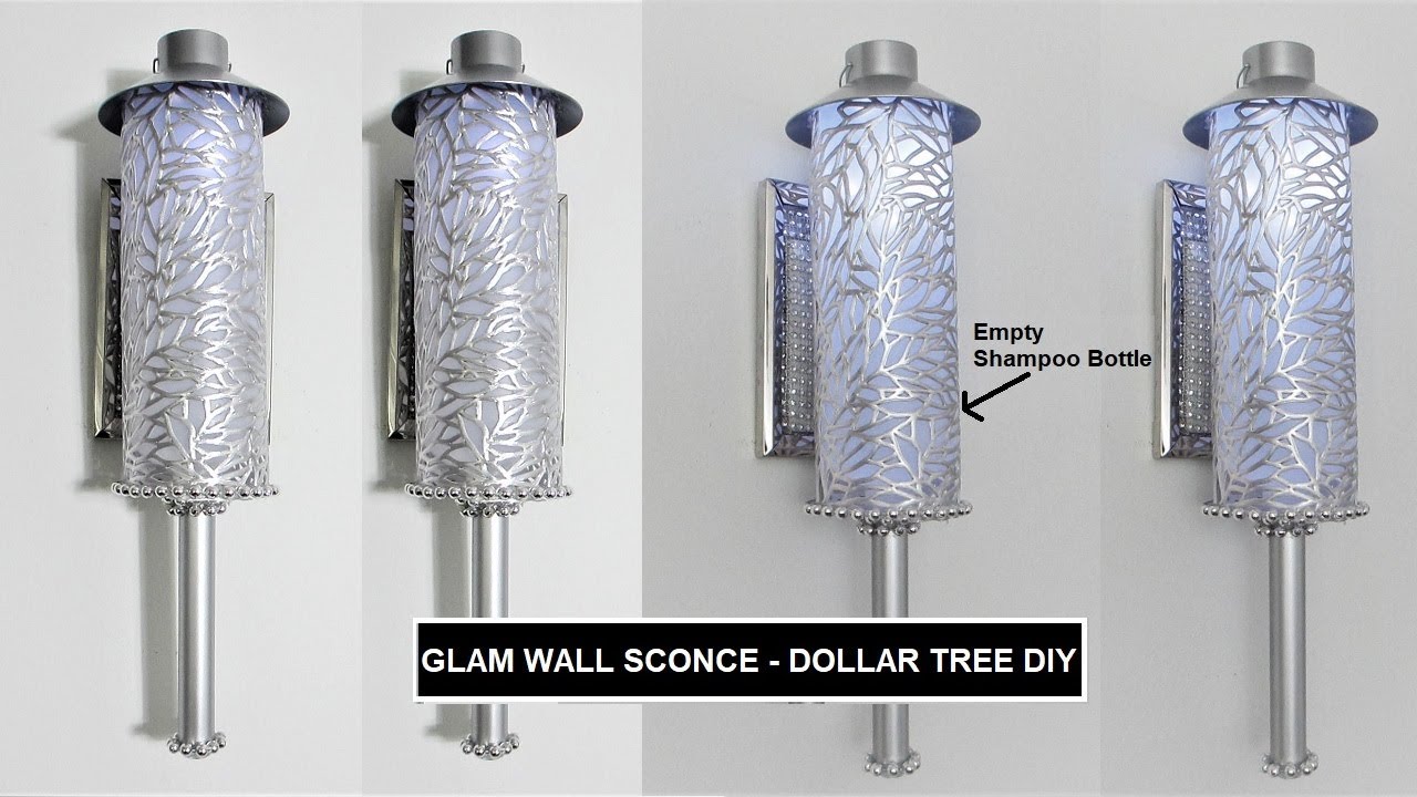 Up-cycle Empty Shampoo Bottle into Glam Wall Sconce | Dollar Tree DIY