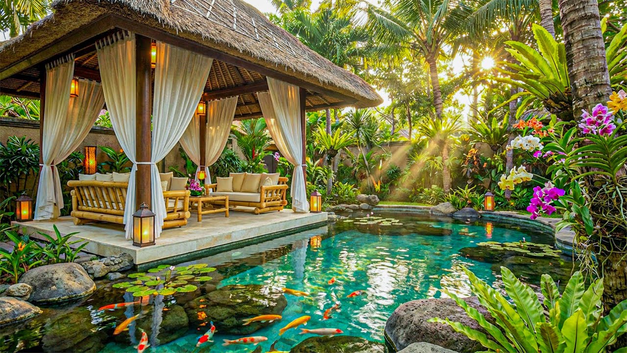 Tropical Waterfall Serenity 🌺💦🐦 | Gentle Birds & Flowing Water for Total Relaxation