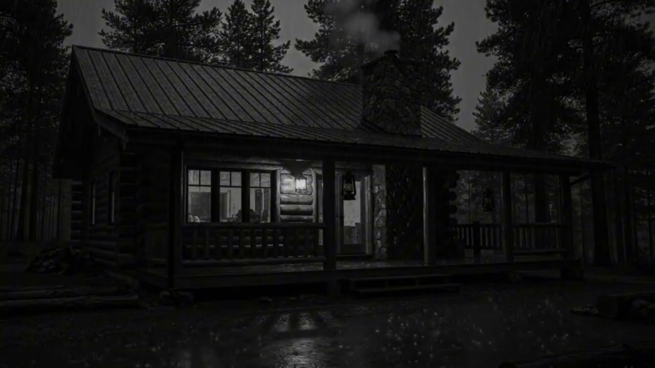 Rain and Thunderstorm at Cabin | Deep Sleep Ambience All Night