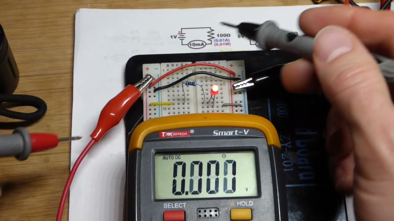 Practical Application 1 Volt Across 100 Ohms Plus LED