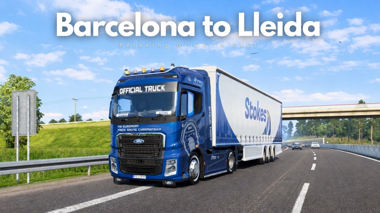 ETS2 Realistic Heavy Cargo Delivery | JCB Transport from Barcelona to Lleida | Mercedes-Benz Actros