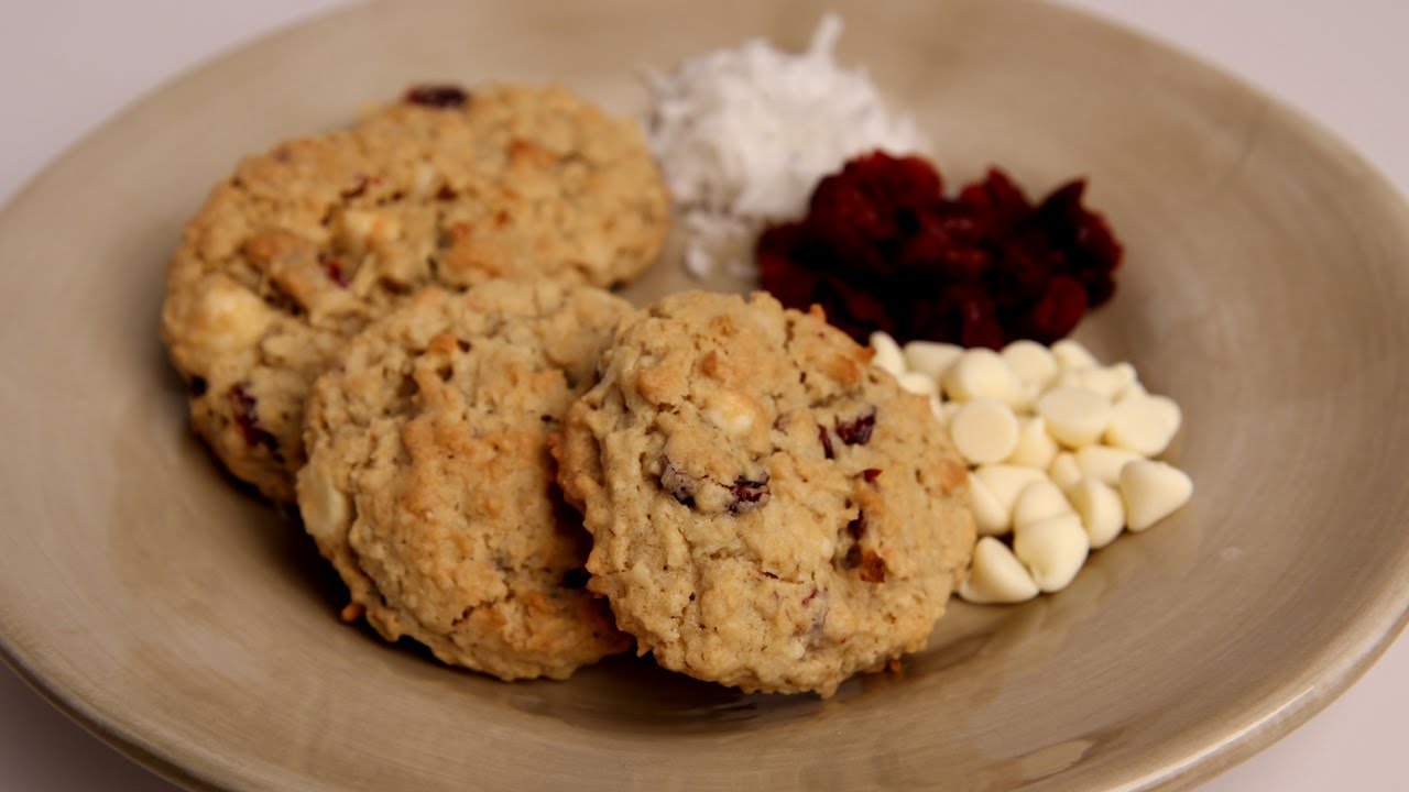 White Chocolate Coconut Cranberry Oatmeal Cookie Recipe - Laura in the Kitchen Ep 285