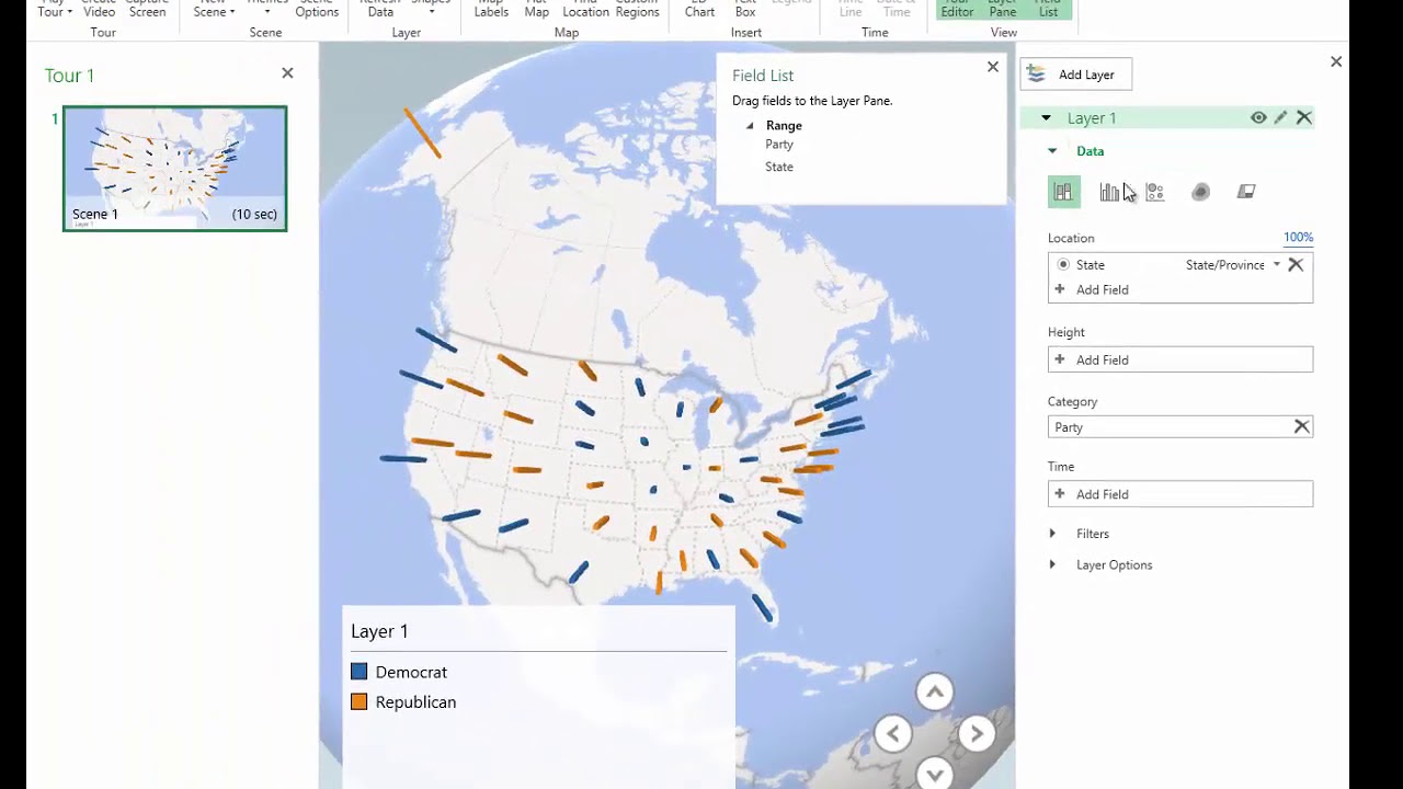 Microsoft Excel 2016 - 3D Map - Text Data