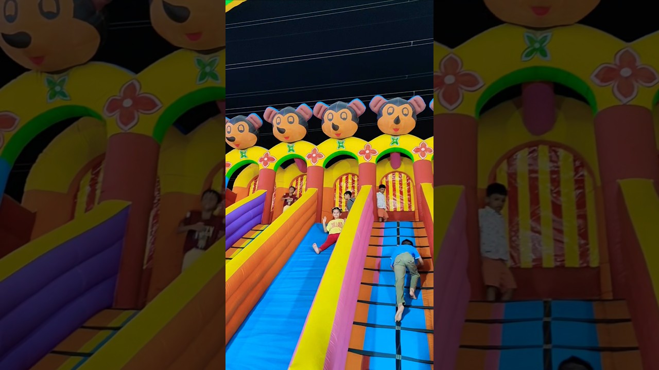 🐼🐸Such Big Mickey Mouse Jumping Slide🐸🐼#video #funny #trending #jhula #shortvideo #shortfeed #shorts