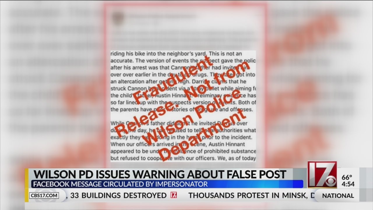 Wilson police warn about fake Facebook post about Cannon Hinnant